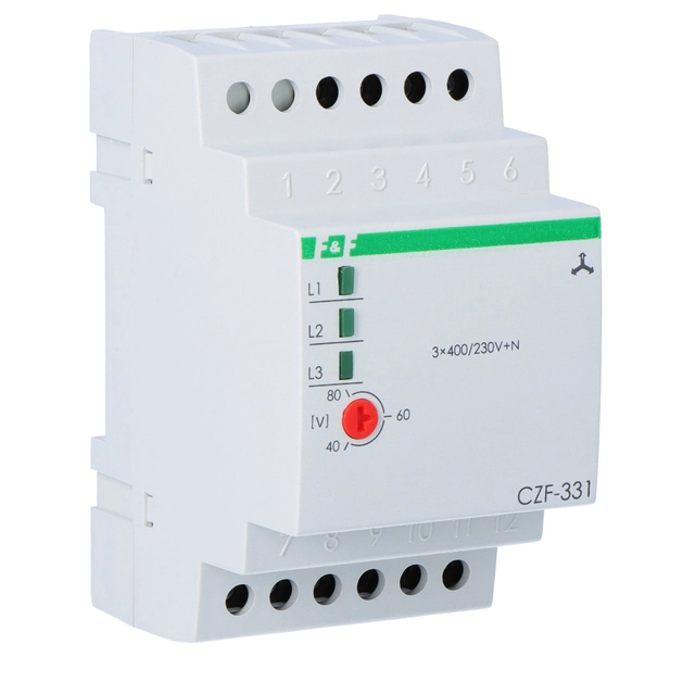 Perda de fase e sensor de desbalanceamento, contato 2NO/NC, montagem em trilho DIN CZF-331