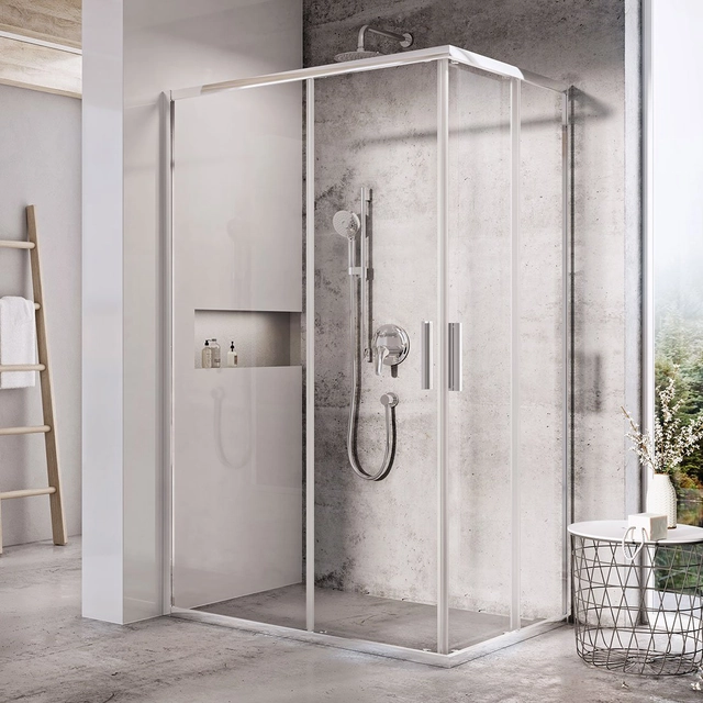 Perete cabină de duș dreptunghiulară Ravak Blix Slim, BLSRV2K-100, sticlă lucioasă+transparentă