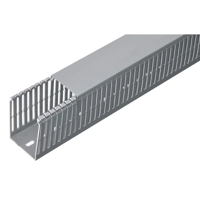 Perforated cable channel 2m slotted 40x25mm gray for electrical circuits in panels