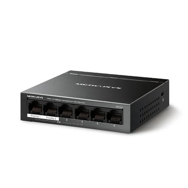 Perjungti 6 prievadus 10/100Mbps 4 PoE+ prievadus Mercusys - MS106LP