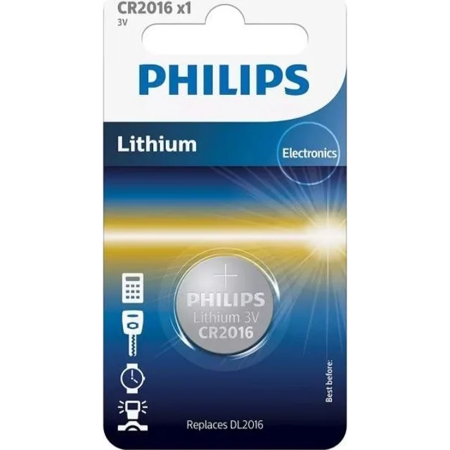 Philips akumulatora blisteris CR2016 75 mAh 1 gab.