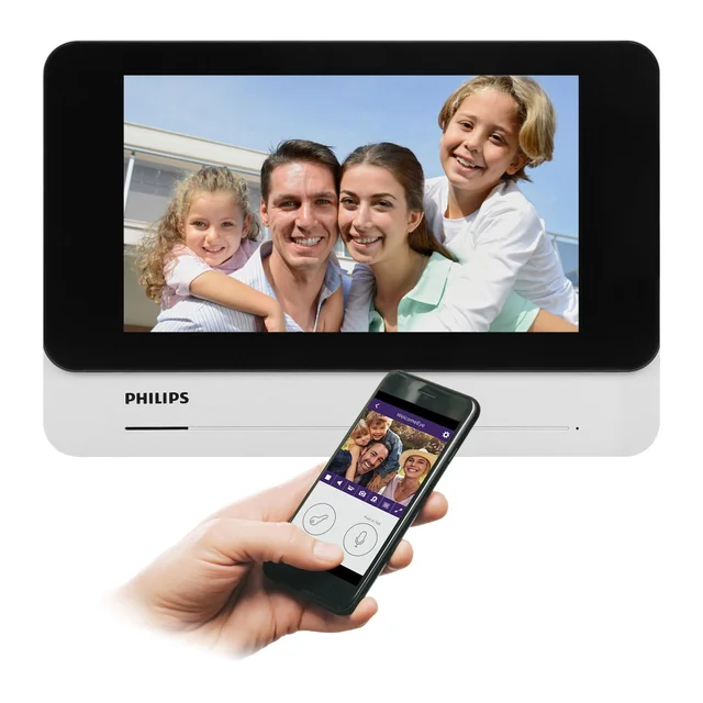 Philips WelcomeEye AddConnect, monitor, LCD 7&quot;, WI-FI + APP telefonhoz, kapuvezérlés, kaputelefon, a sorozat bővítéséhez
