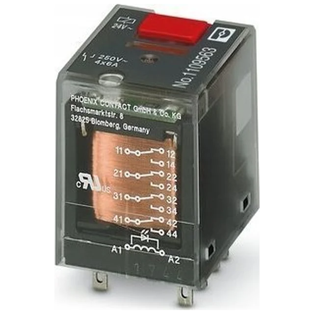 Phoenix Contact Industrial relay 4P 6A AgNi 24V AC for socket ECOR-2, REL-IR-BL/L- 24AC/4X21