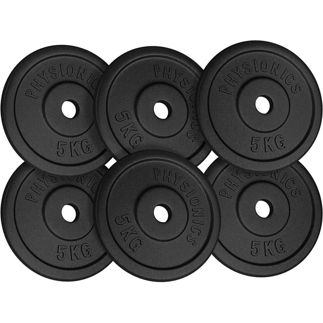 PHYSIONICS Load set 6 x 5 kg, cast iron, 31 mm