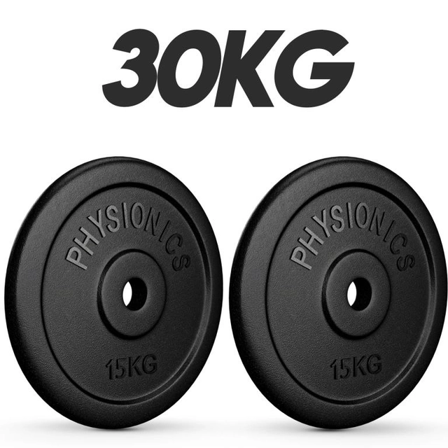 PHYSIONICS Weights 2 x 15 kg, 31 mm, cast iron