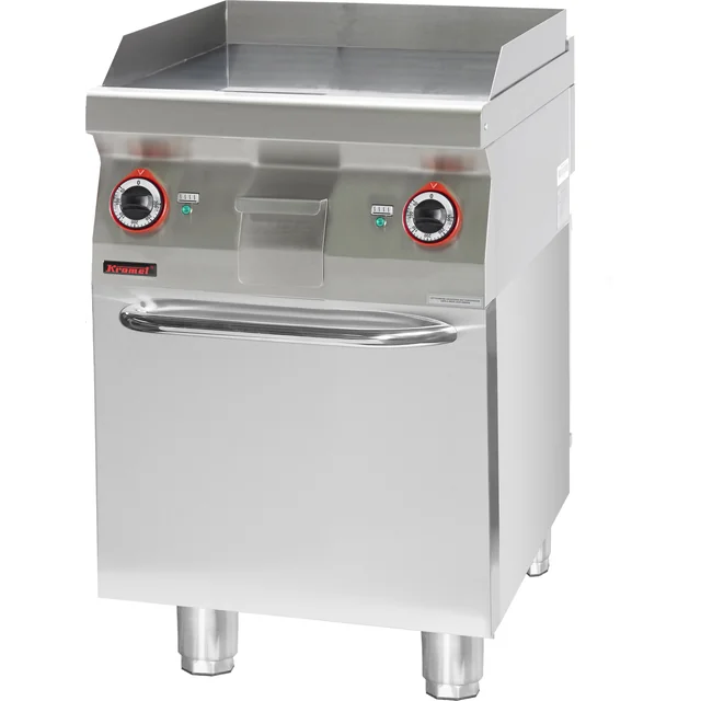 Piastra grill liscia 600 mm 8kW su fondo mobile chiuso