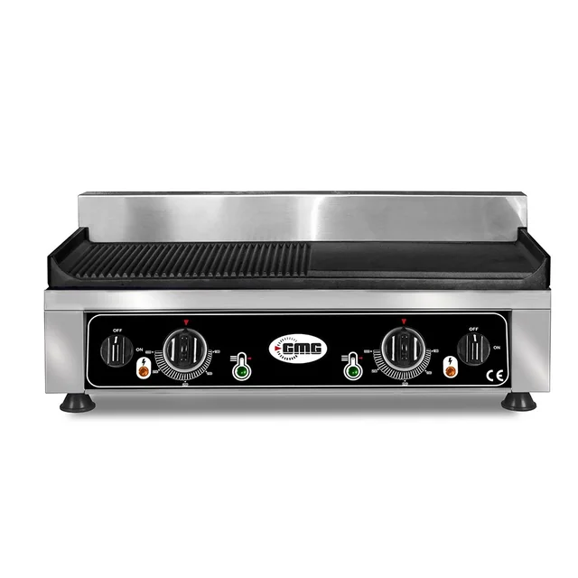 Piastra grill professionale rigata/liscia - 52 x 24 cm - 2 zone riscaldanti indipendenti - GMG GP5530EG