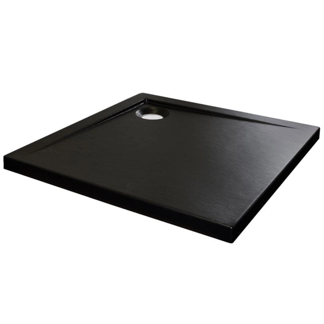 Piatto doccia quadrato Kerra Cezar 80 x 80 cm nero, struttura in pietra