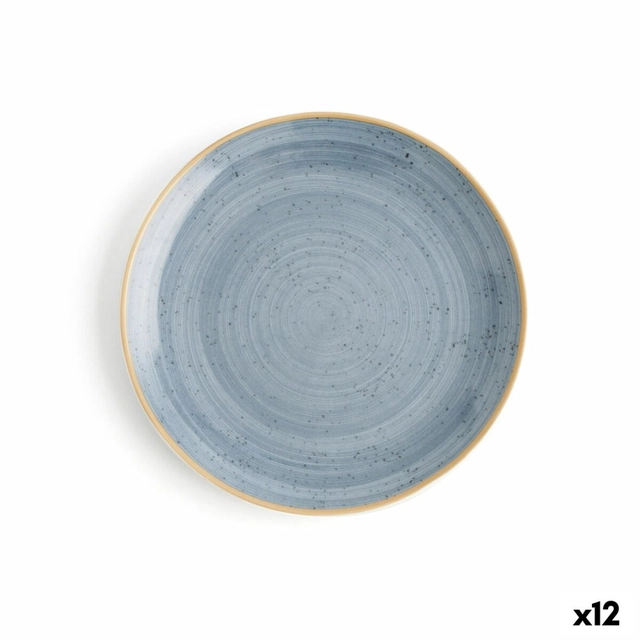 Piatto Piano Ariane Terra Ceramica Blu Ø 21 cm (12 Pezzi)