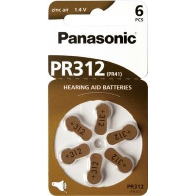 Pile pour aide auditive Panasonic PR41 170mAh 6 pcs.