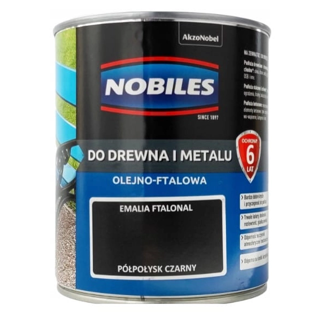 Pintura alquídica para madera metal hormigón Nobiles Ftalonal negro semibrillante 0,7 yo