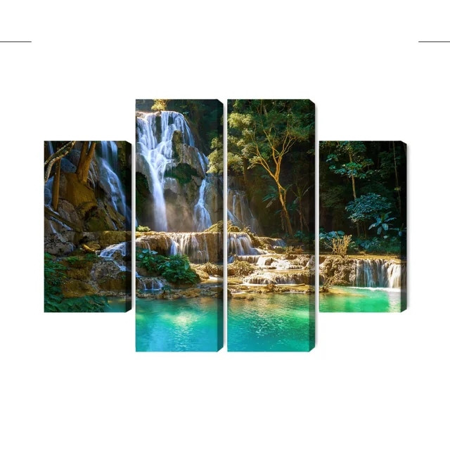 Pintura de varias partes de la cascada Kuang Si