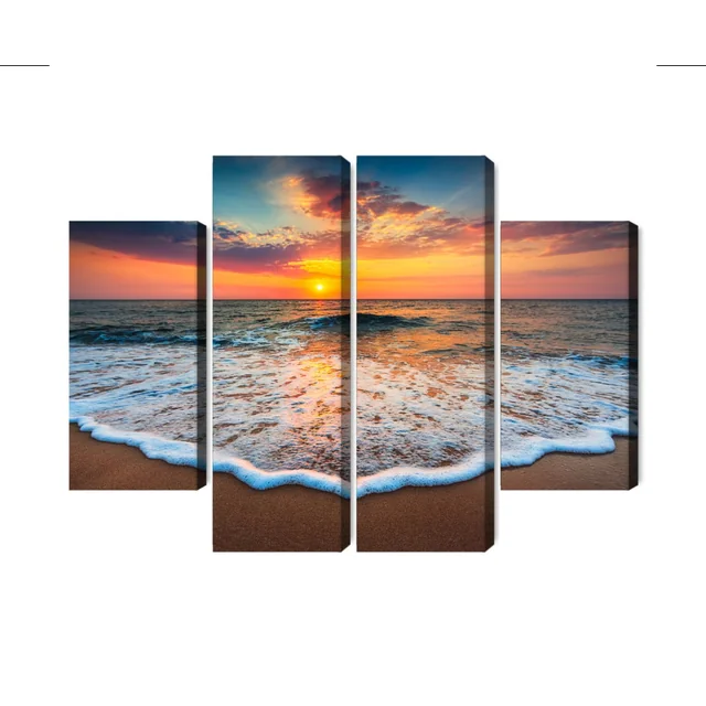 Pintura em várias partes Pôr do sol sobre o mar 3D