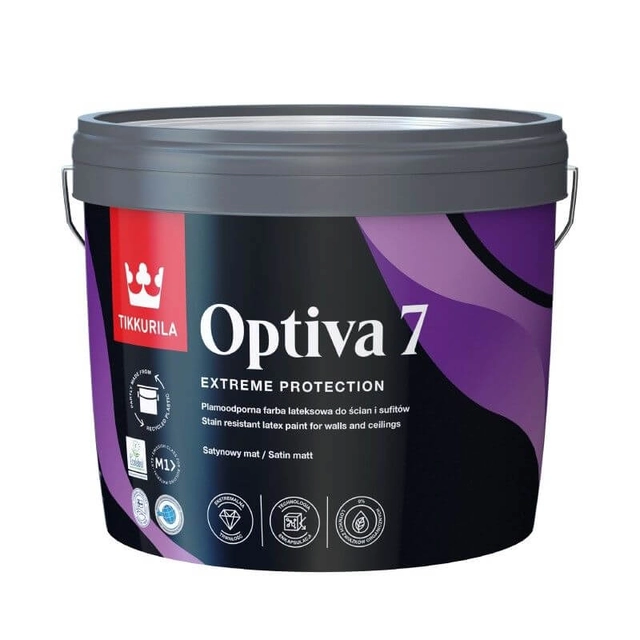 Pintura Látex Tikkurila Optiva 7 satinado mate 0,9L base A