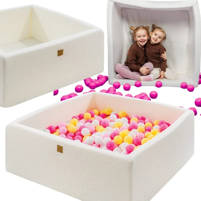 Piscine sèche carrée blanche avec balles sensorielles pour enfants de MeowBaby