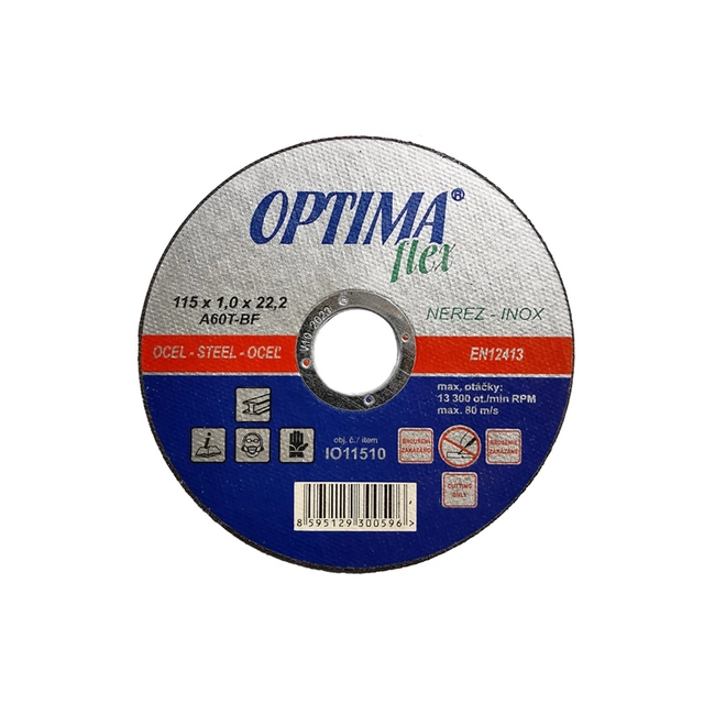 Pjovimo diskas plienui ir geležiniam plienui Optimaflex 115 x1,0 x 22,2 mm