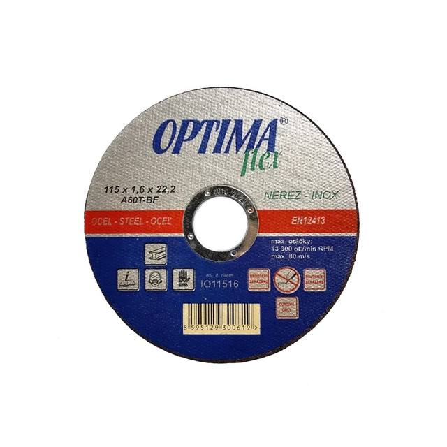 Pjovimo diskas plienui ir geležiniam plienui Optimaflex 115 x1,6 x 22,2mm