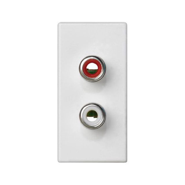 Placa K45/2 conectar 2-krotna RCA (CINCH)22,5x45mm + inserções, terminais de parafuso, branco