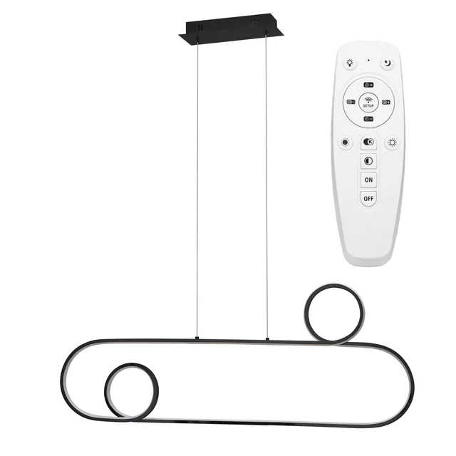 Plafonnier Suspendu LED APP808-CP Noir + télécommande