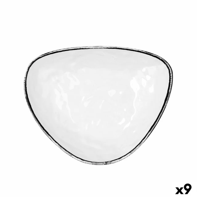 Płaski Talerz Quid Select Filo Biały Czarny Plastikowy Trójkątny 26 x 21 x 5,9 cm (9 Sztuk)