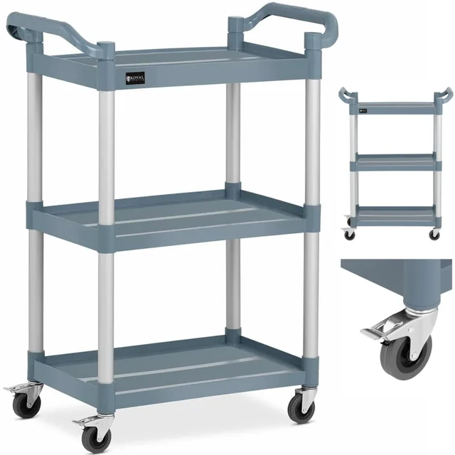 Plastic catering trolley 3 shelves 630 x 400 mm to 90 Kg