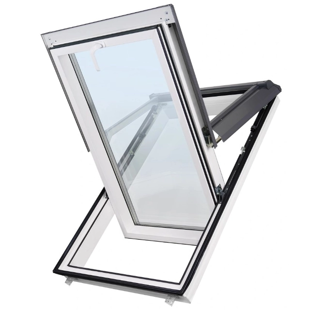 Plastic roof window SUPRO Triple Termo &quot;white&quot; - brown plating (8019), 66cm x 118cm