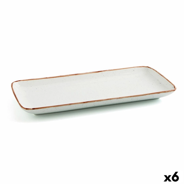 Plat de Cuisine Ariane Terra Rectangulaire Céramique Beige (36 x 16,5 cm) (6 Pièces)