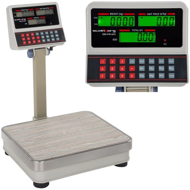 Platform shop scale SBS-PW-60 LCD to 60kg