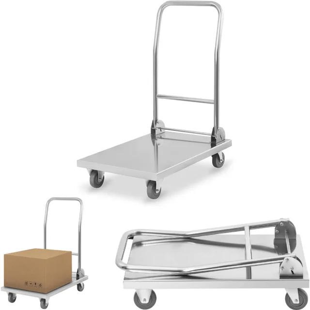 Platform warehouse transport trolley with foldable handle for 400kg RCFT-1.1