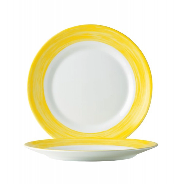 Plato amarillo fabricado en cristal templado 23,5 cm 49117