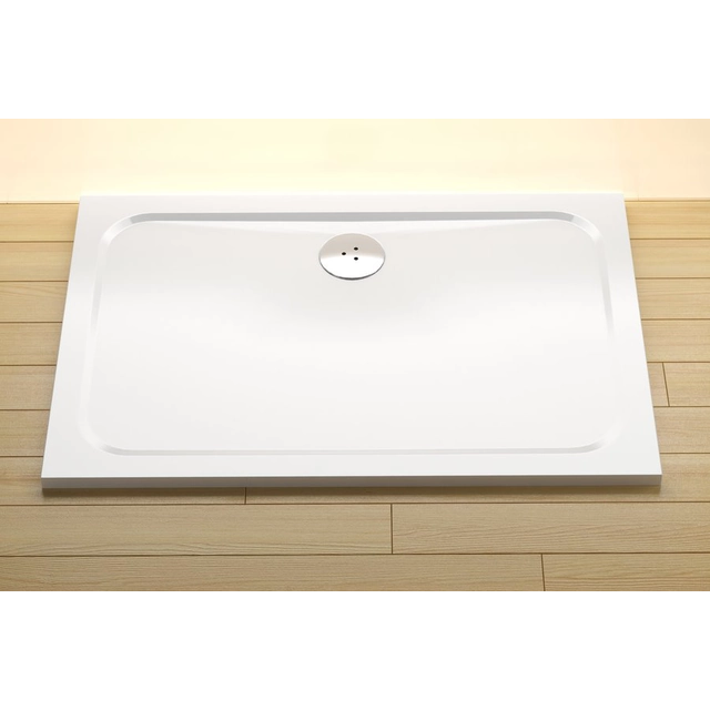 Plato de ducha fundido Ravak Gigant Pro Chrome, 110x80 blanco