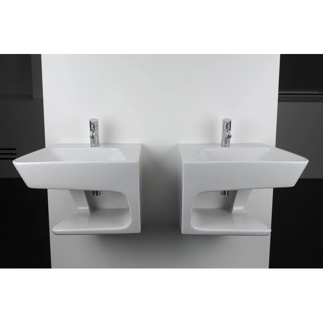Plavis Design Shift wall-mounted washbasin, right, white C65307