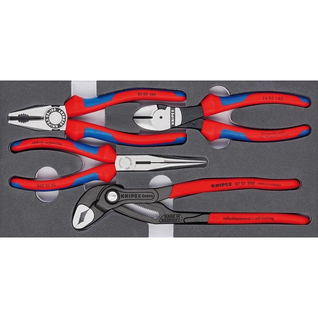 Pliers set, base, with foam insert, 4 pcs.KNIPEX