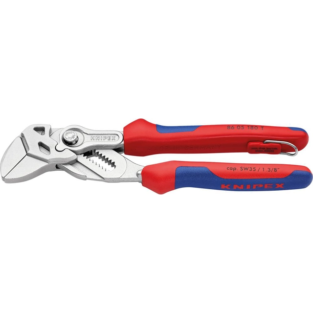 Pliers wrench chrome-plated with safety eyelet and 2-Komponenten-Griffen 180mm KNIPEX