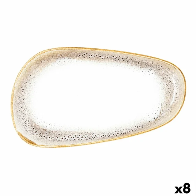 Plochý tanier Ariane Jaguar Pehy Béžová Keramika Obdĺžnikový 27 cm (8 Kusov)