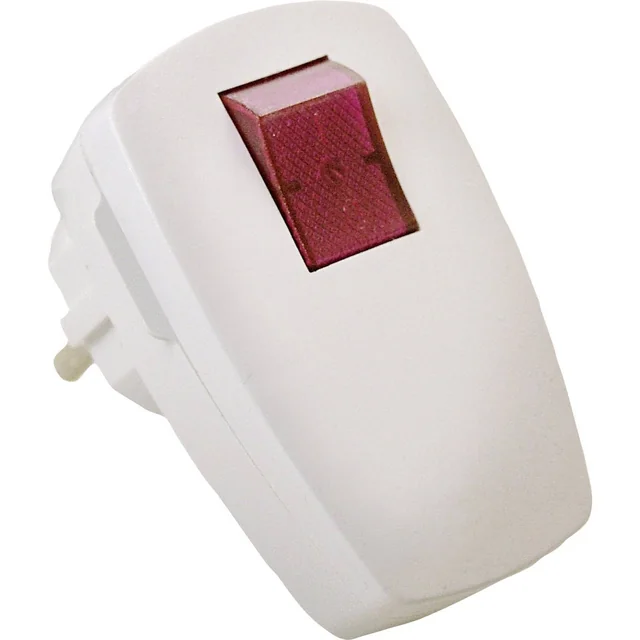 Plugue branco angular com interruptor iluminado 230V 16A máx. 1,5 mm²