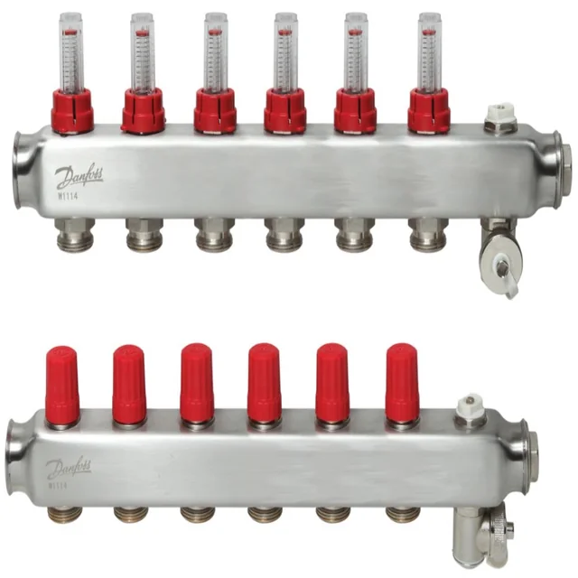 Podesivi kolektor podnog grijanja s mjeračem protoka DANFOSS, SSM-6F, 6 prstenovi