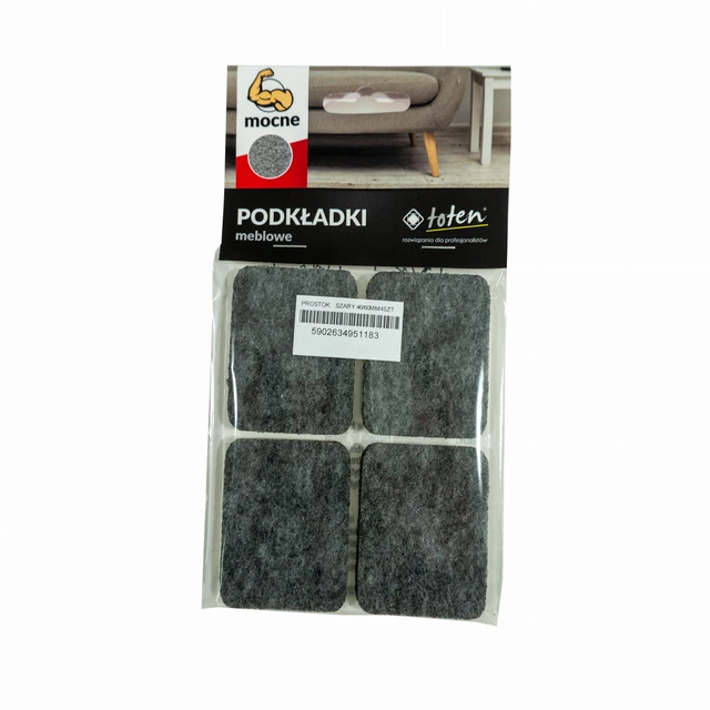 Podkładka filcowa TOTEN prostokąt szary 45x60mm  op. 4 sztuki