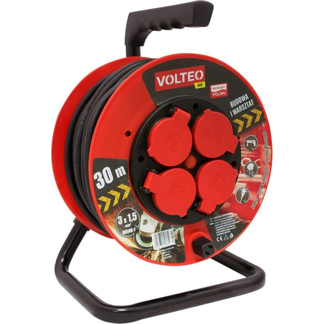 Подовжувач Volteo HEAVY DUTY НА БАРАБАНІ 40M КАБЕЛЬ H05RR-F 3*1,5MM