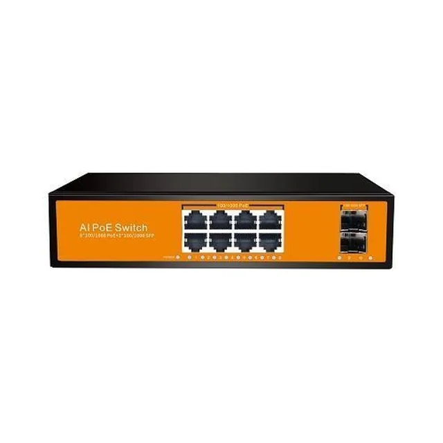 POE kapcsoló 8x100/1000 + 2xSFP, max 120W - BestNPS NPS08G02G