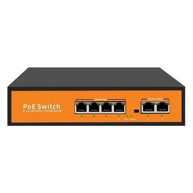 PoE Switch BestNPS 4+2 portar 10/100, 250m, max 65W NPS04F2FBE