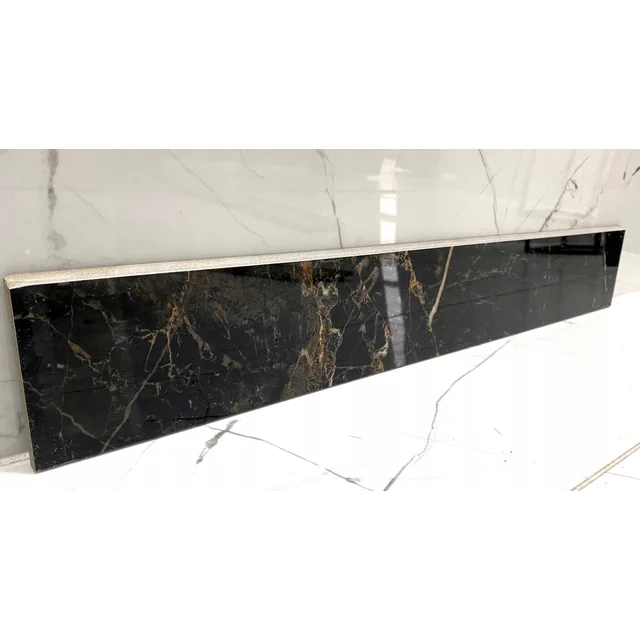 Polished black plinth made of 60 cm tiles - GLOSS gold vein marble SALE