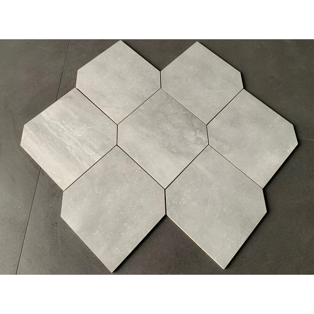 Polished HEXAGONAL tiles - gray HIGH GLOSS