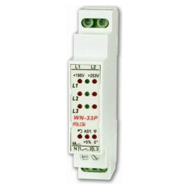 Pollin Measuring LED supply voltage indicator 3 x 400V with contact 1Z 6A 250V AC (WN-33P)