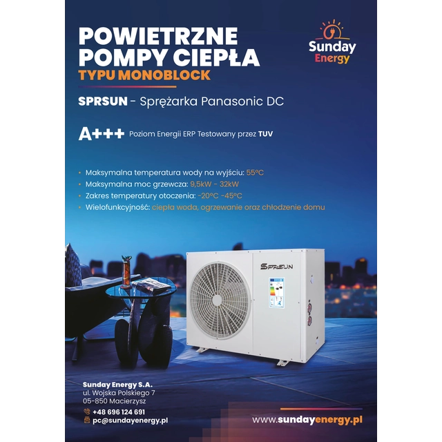 Pompa de caldura SPRSUN CGK-080v2 trifazata 26 kW A +++