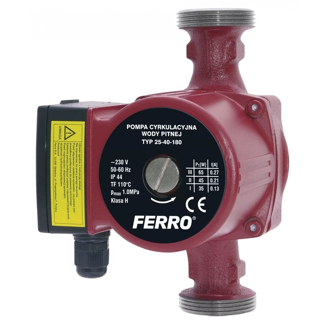 Pompe de circulation d'eau potable Ferro 25-40-180