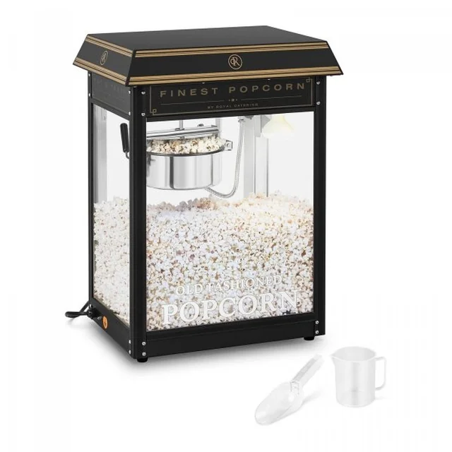 Popcorn Machine - Black and Gold ROYAL CATERING 10011100 RCPS-BG1