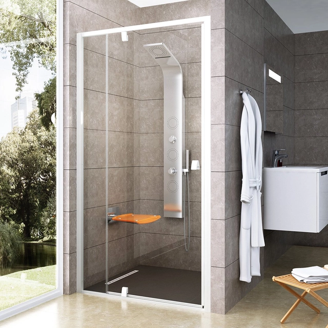 Porta doccia a battente Ravak Pivot, PDOP2-100, bianco/bianco+vetro trasparente
