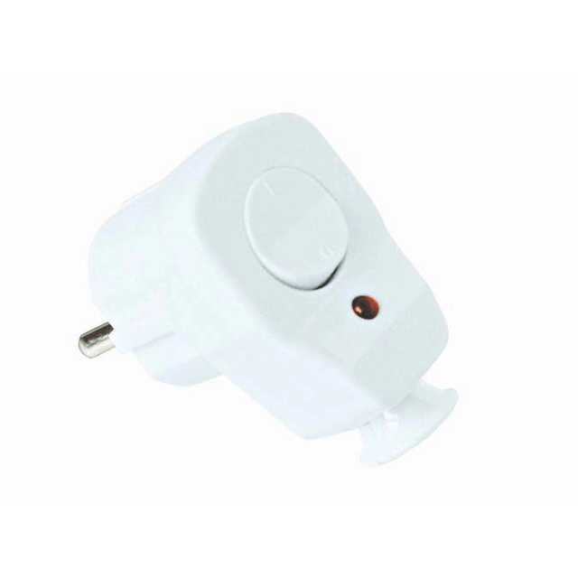 Portable single-phase angled plug made of Awa plastic 2P+Z 10/16A 230V white with switch and LED*