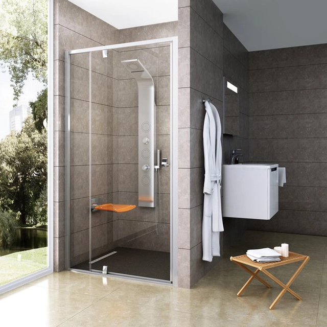 Porte de douche battante Ravak Pivot, PDOP2-110, verre brillant+transparent